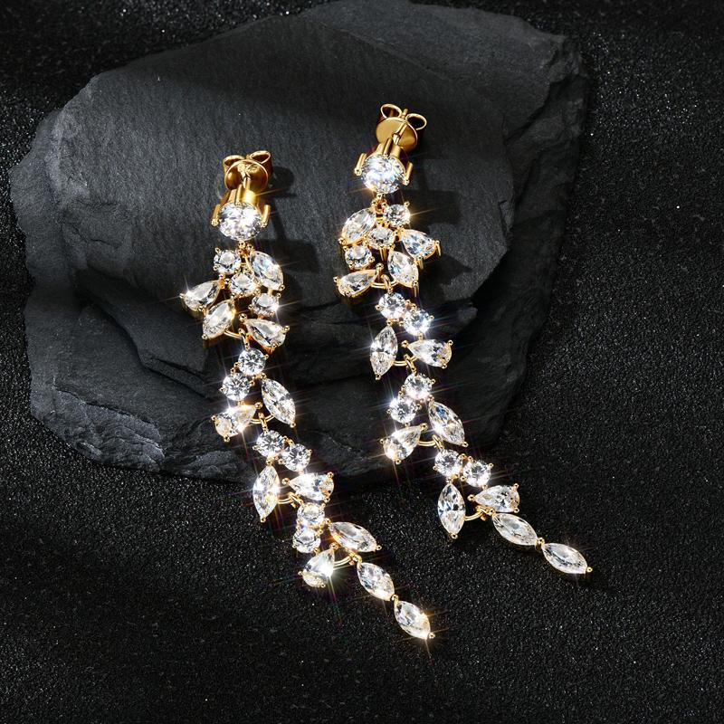 IOGOU Luxury Long Chandelier Drop Earrings Studs for Women Silver 925 5A Zircon Sona Engagement Wedding Earring New Jewelry