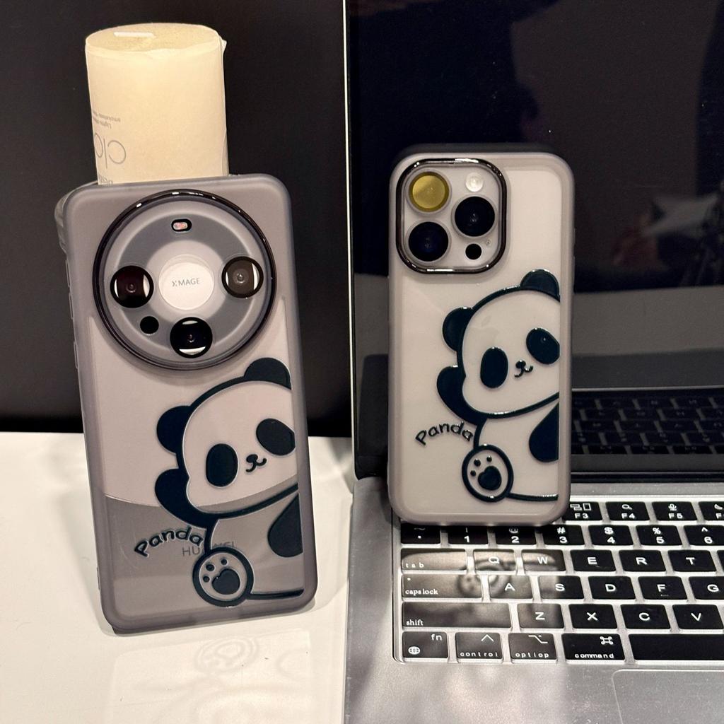 Line Panda for Apple 17pro Mobile Phone Case for IPhone16pm Metal Frame 15 Creative 14plus Anti-