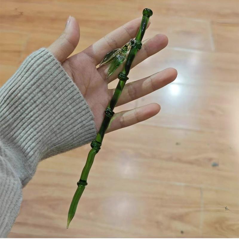 

Зеленая смола, подвеска в виде бамбукового листа, палочка для волос, новинка для женщин и девушек, китайский стиль, винтажная акриловая палочка для волос, аксессуары для волос