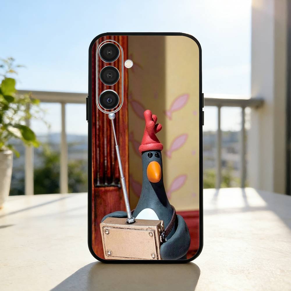Cute Retro Villain Penguin Phone Case For Samsung A73,72,71,53,52,51,22,91,80, Soft Black Cover