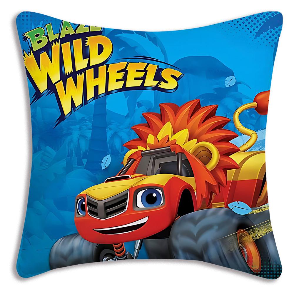

Blaze and the Monster M-Machines Pillow Covers Cartoon Sofa Decorative Home Double-sided Printing Short Plush Cute Cushion Cover 45cmx45cm