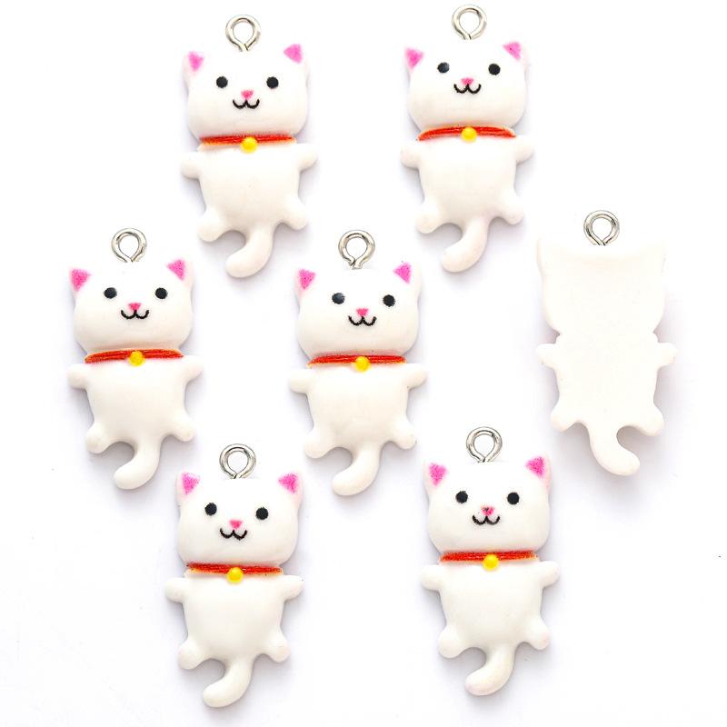 10pcs Mixed Cartoon Cute Cat Design Charms 3D Luminous Resin Animal Pendants For DIY Bracelet Necklace Jewelry Making Accessory