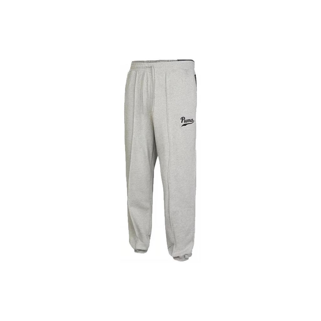 Puma Logo Embroidered Cuffed Sports Pants Women pants Gray 539736-04