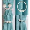 Magnetic Curtain Tiebacks Pearl Ball Home Curtain Buckle European Decoration Weave Clips Rope Straps Holder for Big Drapries