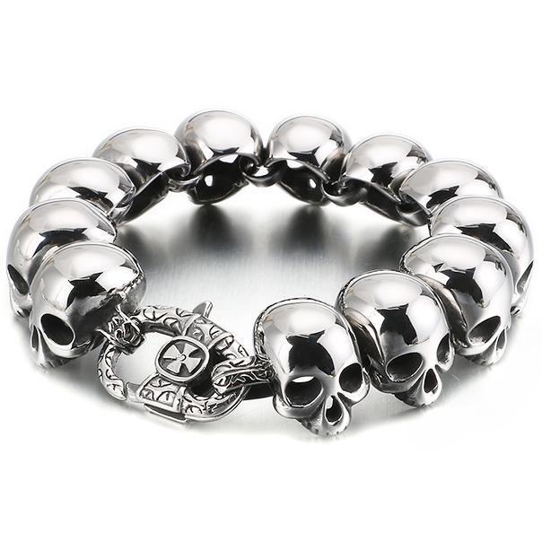 Панк-рокер, цепочка на голову с черепом, мужской браслет из полированной нержавеющей стали, мужские браслеты дружбы, готические мужские ювелирные аксессуары