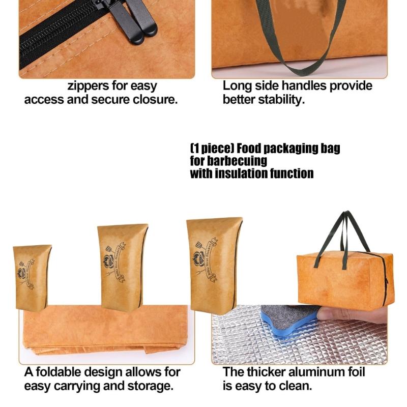 Spacious BBQ Insulated Storage Bag with Double Zippers and Carry Handle Perfect for Picnics Camping Day Ensuring Easy Access