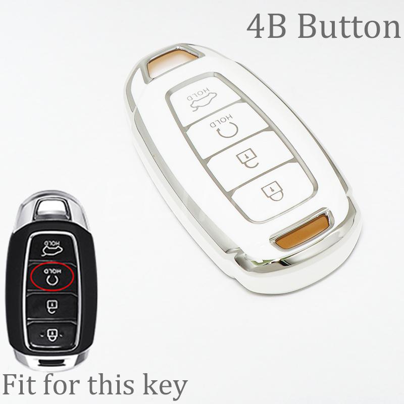 For Hyundai Kona Encino Solaris Azera Grandeur Ig Accent I30 Ix35 Santa Fe Palisade 3/4/5 Button Tpu Car Key Case Cover Keychain