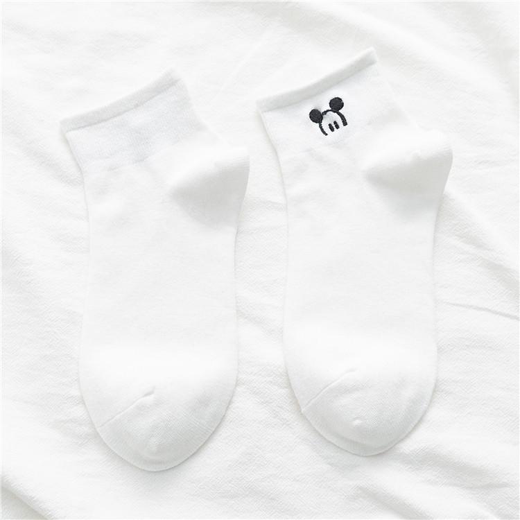 Trendy Mid-Calf Cotton Socks with Cartoon Embroidery for Girls - Cozy Autumn Winter Wear