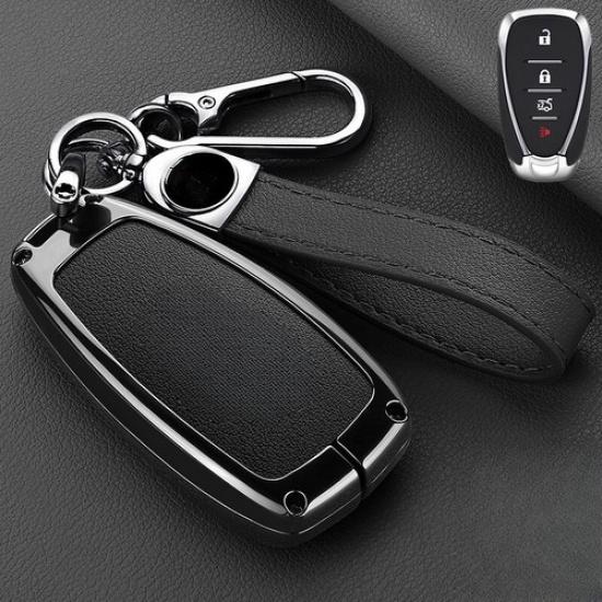 Leather Zinc Alloy Car Key Fob Case Cover For Chevy Malibu Camaro Cruze Traverse