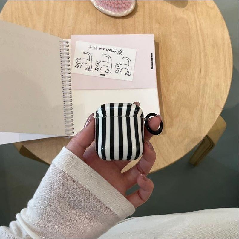 Hanfeng Ins Simple Striped AirPods 1 Generation Earphone Case for Apple Bluetooth Headset 1st Generation Pro1