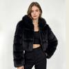 Womens Short Faux Fur Coat Stylish Fluffy Jacket Hooded Long Sleeve 25-29 Years Old