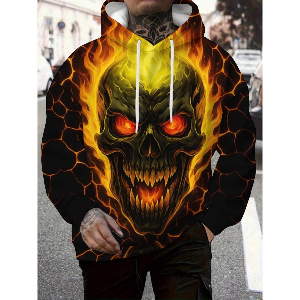 Herfst Winter Creatieve Kleurrijke Schedel 3D Digitaal Geprinte Loszittende Pullover Hoodies voor Mannen Modieuze Hoodies met Lange Mouwen