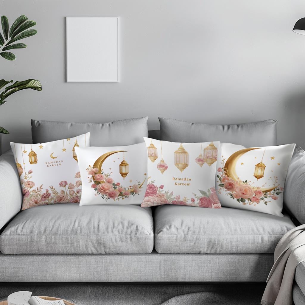 45x45cm Ramadan Festival Illustration Moon Lantern Pillow Covers Living Room Sofa Cushion Cover Soft Home Decorations