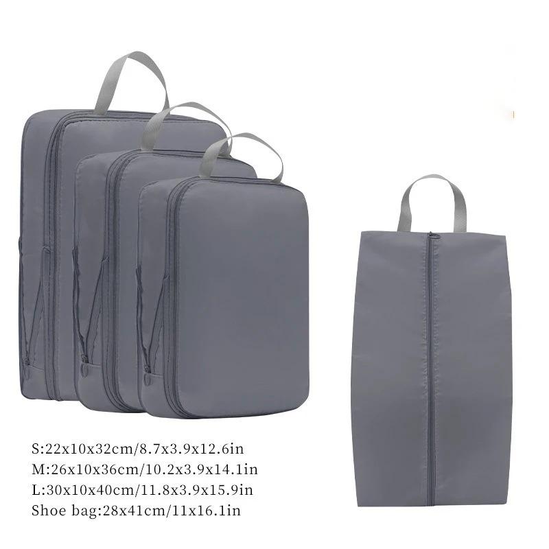 

4Pcs/Set Set Packing Travel Organizer Storage Bag Luggage Organizer Underwear Shoe Clothing Storage Bag For Suitcase Travel Bags 4pcs сірий