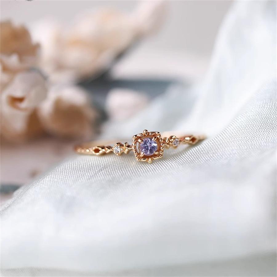 Mysterious Treasure Box Dream Purple Zircon Open Ring Light Luxury Slender Ring New