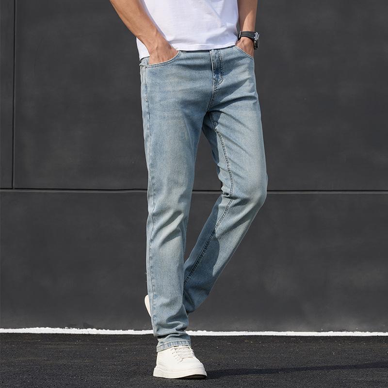 JYL Brand-new cotton straight elastic jeans men's fashion everyday use.