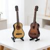 2pcs Mini Guitar Ornament with Stand 15cm Mini 6 Strings Classic Guitar Home Music Studio Desk Shelf Decoration