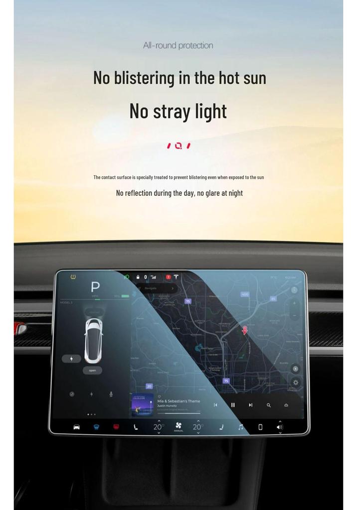 6-Seat Tesla Model 3/Y/YL Center Screen Protector - Tempered Glass Refresh Version