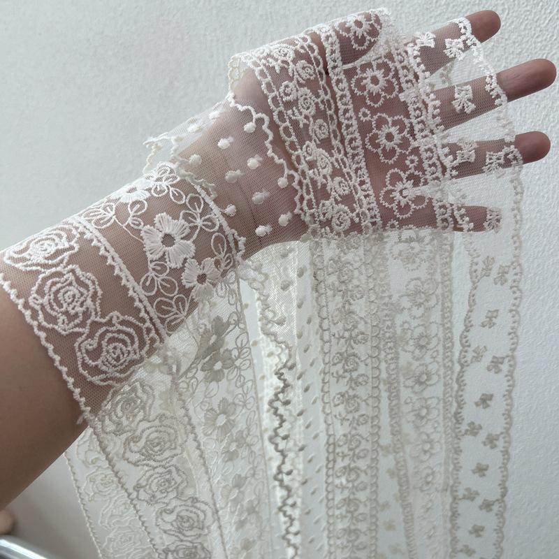 Embroidery Long Ribbon And Belt Accessories French Lace Scarf Summer Hollow Floral Long Ribbon Scarves Hair Tie Snood Headband