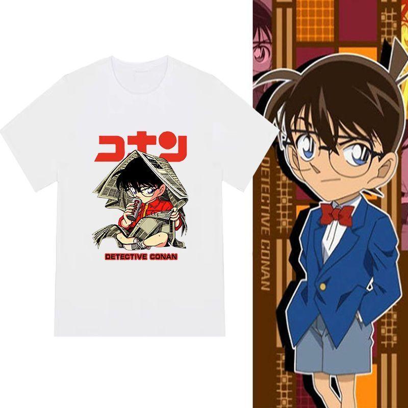Maglietta Grafica Detective Conan Vintage Stampa Anime Giapponese Manica Corta Oversize Alta Qualità Casual Girocollo Cotone Unisex Streetwear Top T-shirt