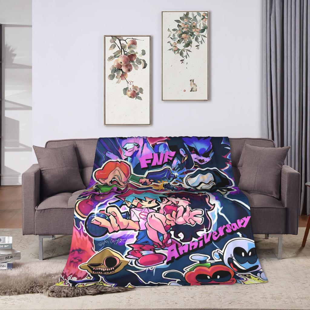 FNF Bad Time Trio Friday Night Funkin Blanket  Travel Office Flannel Bedding Throws For Living Room Warm Soft Quality Bedspread