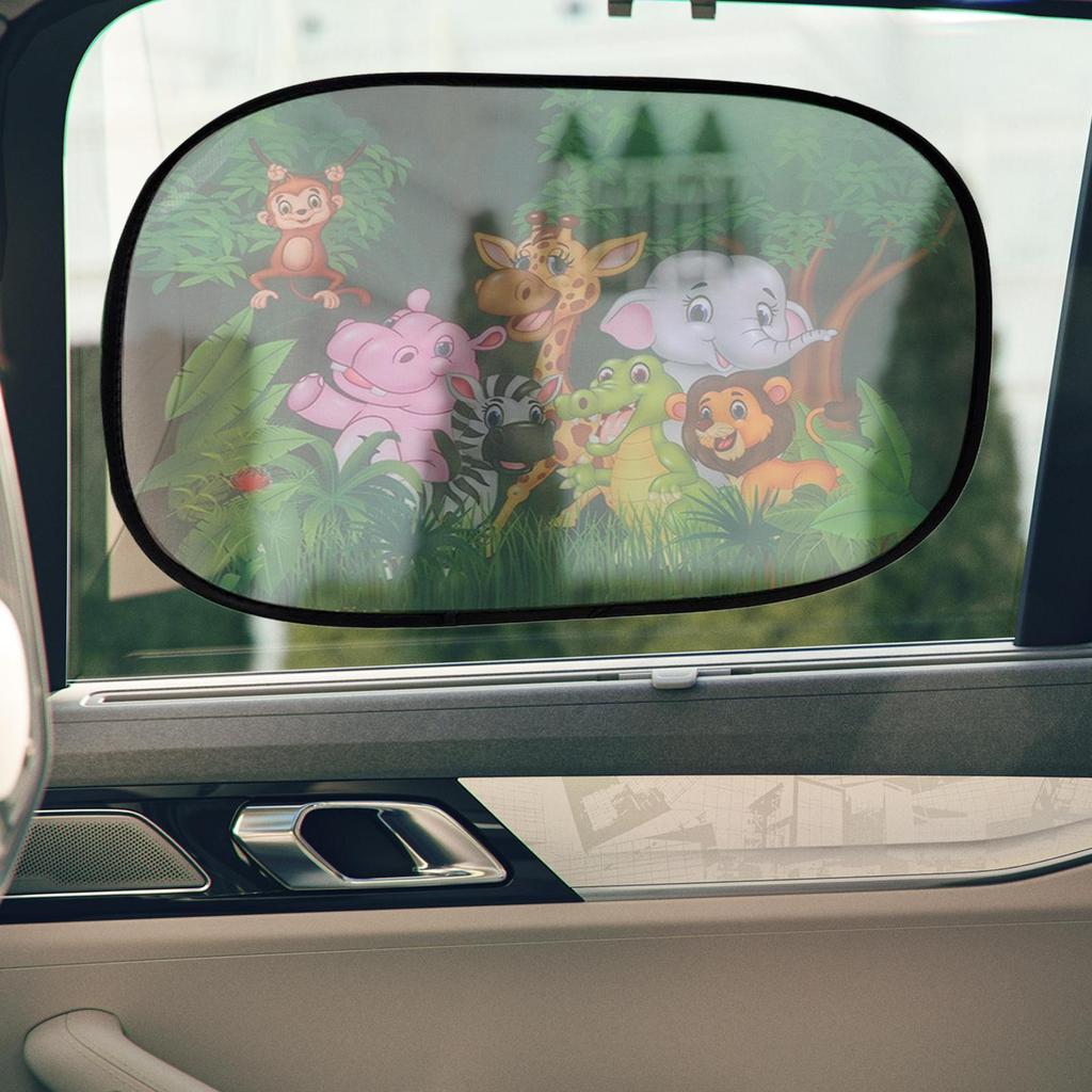 Car Sun Shade Cartoon Animal Static Cling Window Shade Reusable Glare Blocker Shield Protection Windshield Covers For Driving