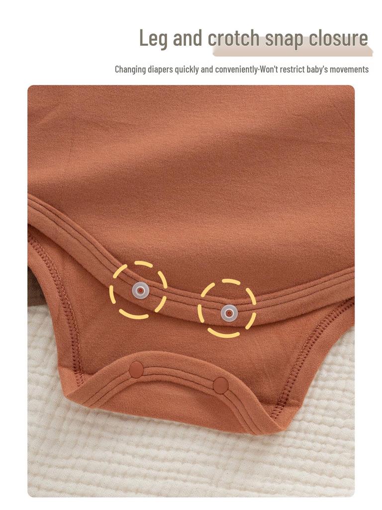 Baby Unisex Fleece Bodysuit: Autumn/Winter Thick Snap-Crotch, High-Collar, Long-Sleeve