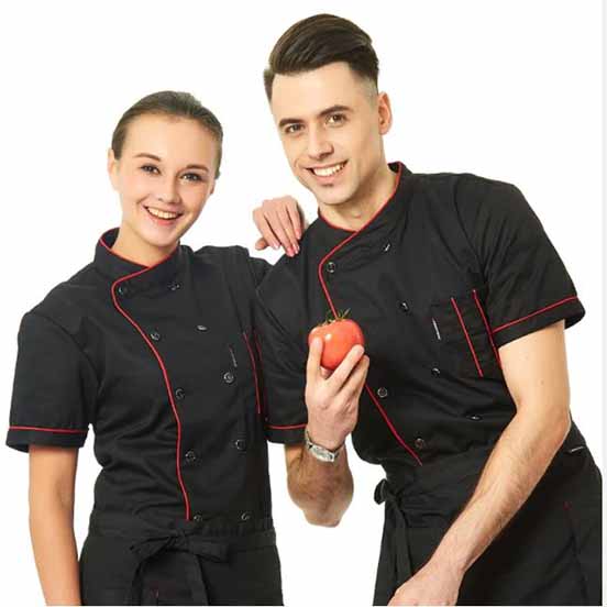 Kochjacke Kurzarm Kochmantel Barista Baker Arbeitsuniform Kellner Restaurant Hotel Kleidung