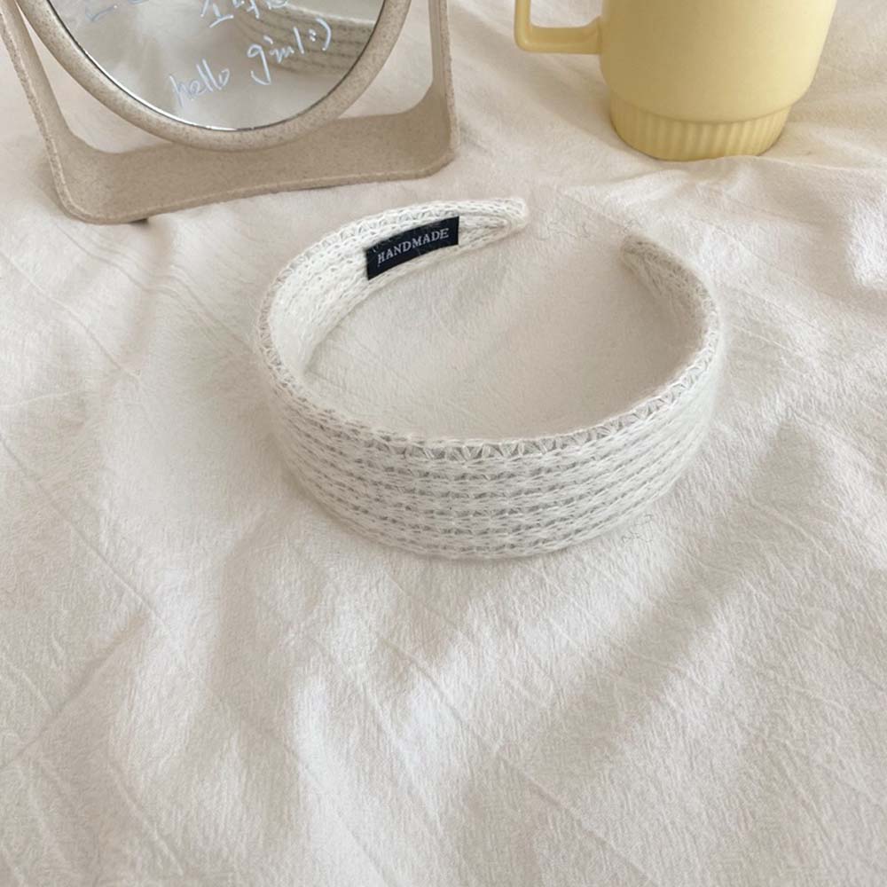 

Wide Brim Solid Color Mohair Knitted Hair Band Hair Hoop Hair Accessories Woolen Thread Headband белый