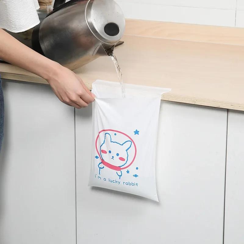 30Pcs 1 Pack Car Bin Bag Cleaning-Bags Can Pasted Portable Transparent-Bag Home Kitchen Office Disposable Bags Cartoon Pattern