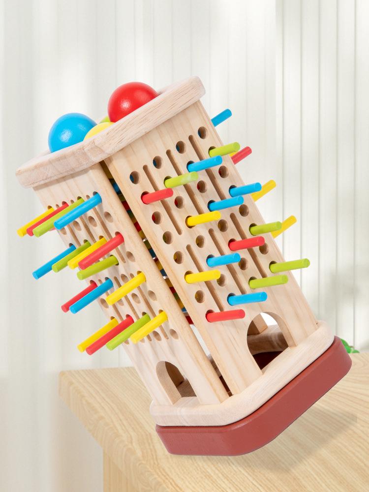 Montessori Wooden Drawer Box Early Education Textile Drum Pressure Ball and Puzzle Toys for Kindergarten