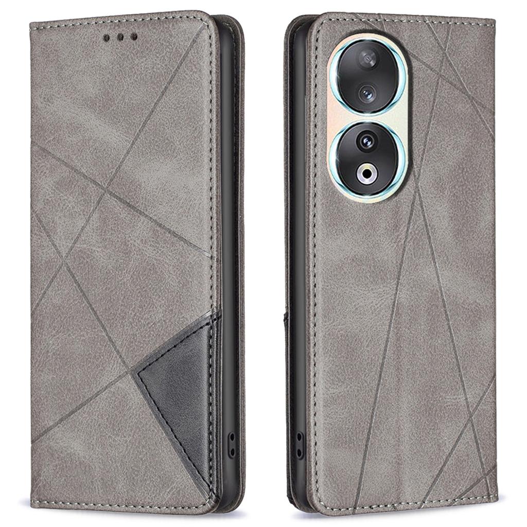 For Honor 90 Anti-Scratch Stand Leather Cover Imprinted Line Card Slots Mobile Phone Case