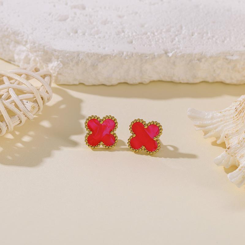 Titanium Steel Clover 13MM Stud Earrings, Stainless Steel Fadeless, Minimalist Versatile High-end Lucky Style