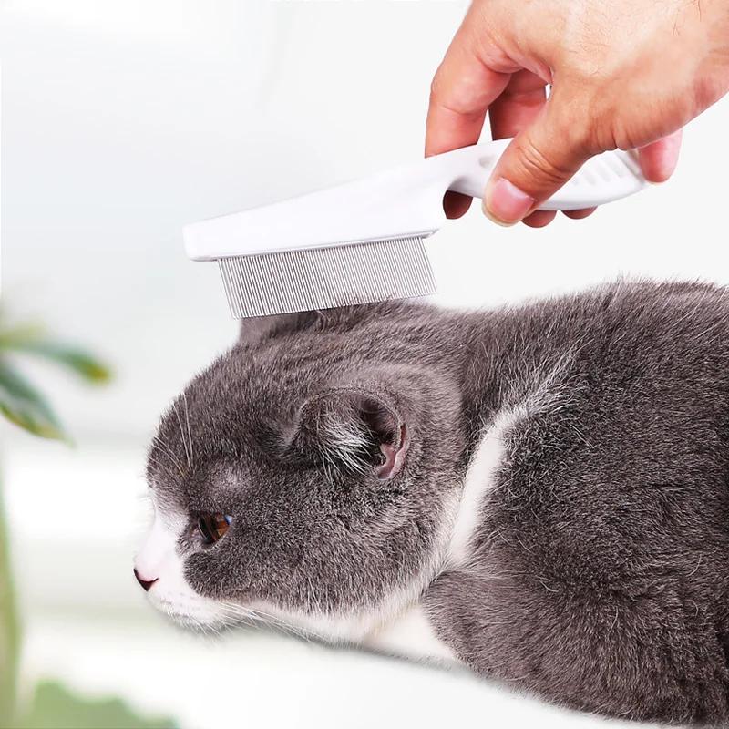 Haustierhaar-Auswurfkamm, Edelstahl-Flohkamm für Katzen, Hunde, Haustierkomfort, Flohhaar-Pflegekamm, Fellentfernungsbürste für Hunde und Katzen