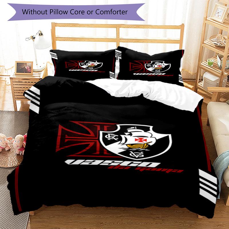 Vasco Football Club Printed Pattern Duvet Cover Set – Includes 1 Duvet Cover and 2 Matching Pillowcases Bedroom Decor Christmas Gifts