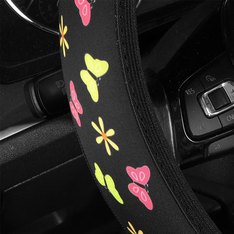 Steering Wheel Cover Neoprene Pink Sunflower Without Inner Ring Handle Cover
