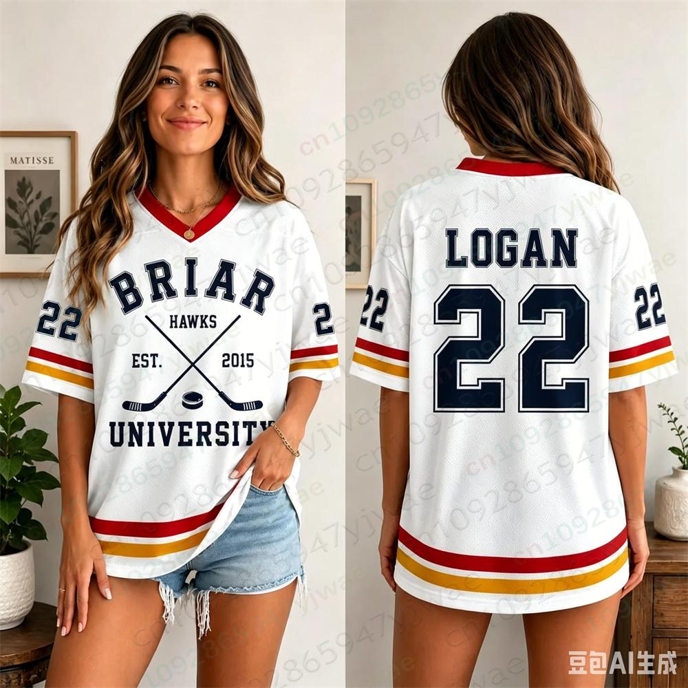 Off Campus Hockey Football Jersey Sports Romance V-Neck Shirt Graham Logan Di Laurentis Fan Jersey Summer Men Women T-Shirts