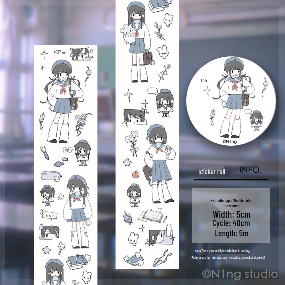 N1ng-chan March Full Roll Collection: Summer, Spring, Big Head, After School Sticker Rolls & Bullet Journal Washi Tape