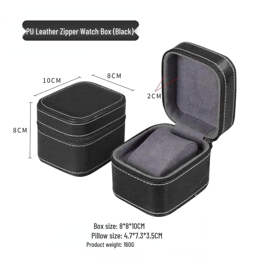 Luxury PU Leather Zippered Watch Box for Men