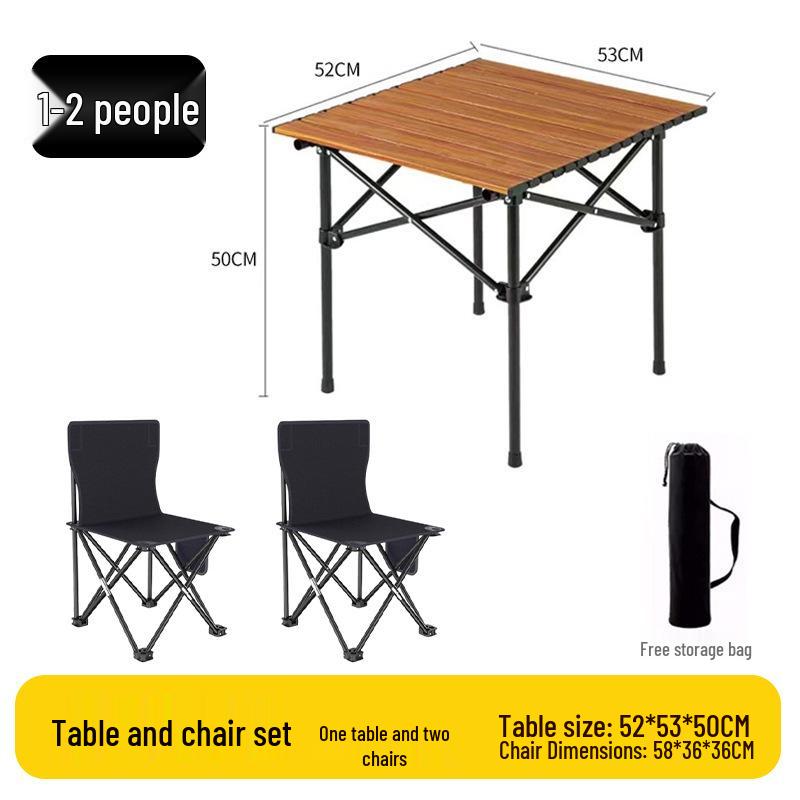 Outdoor Portable Folding Table & Chairs Set - Lightweight Roll-Up Table with Camping Seats