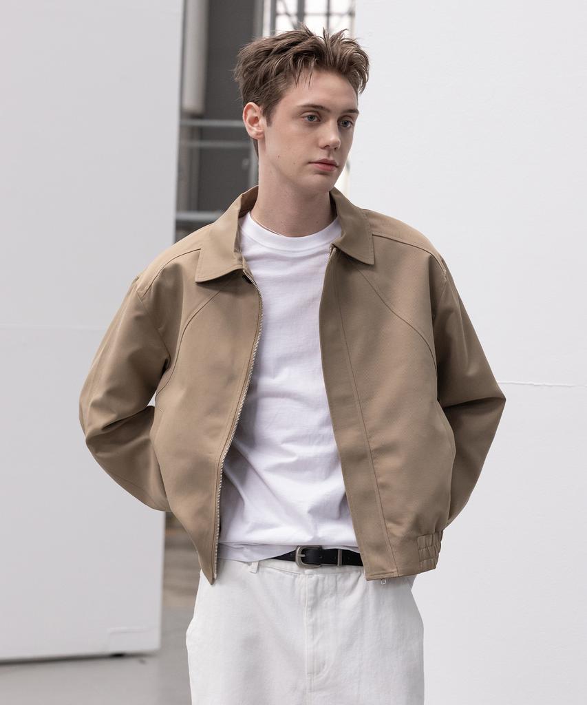 Decoroso Curved Raglan Blouson Jacket [Beige]