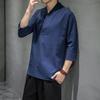 2025 Men's Retro Cotton Linen T-Shirt – Chinese & Japanese Style, Short & Seven-Sleeve, Plus Size, Solid Color
