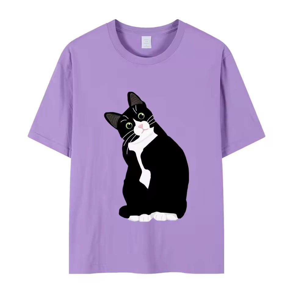 Women's T-shirt Art Cat 3D Printed Clothing Summer Round Neck Fashion Short Sleeve Elegant Casual Top Women's Clothing