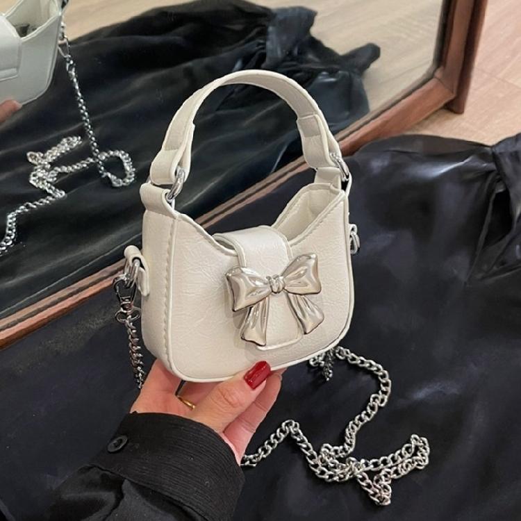 Chain Strap Messenger Bag for Women Bows Shoulder Bag PU Leather Crossbody Bag
