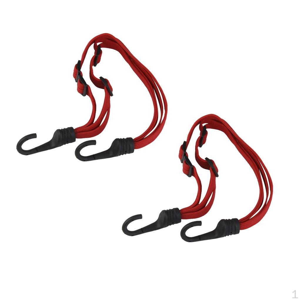 2 Pieces Adjustable Motorcycle Luggage Straps Cords with Hooks