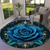1pc Office Carpet Chair Mats Blue Rose with Intricate Gold Patterns Perfect for Decorating Office Chairs, Living Rooms, Or Bedrooms