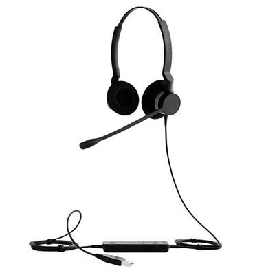 Jabra BIZ 2300 USB UC Duo Headset - Black - Telescopic Boom - Stereo - On-Ear