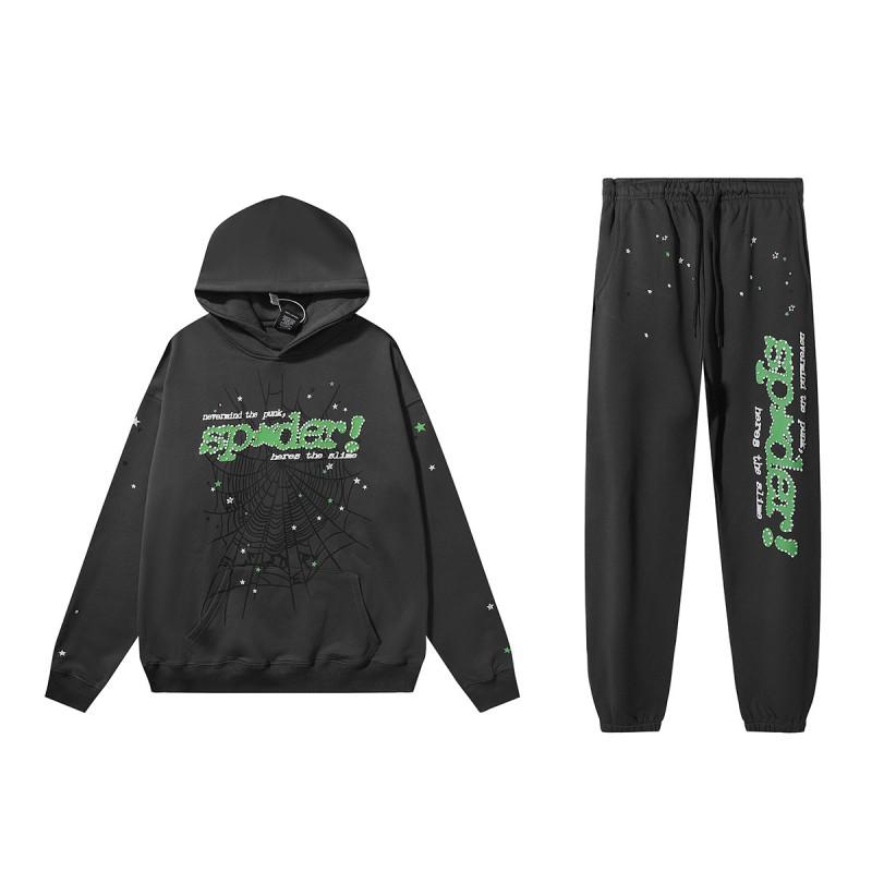 Tuta Sportiva Streetwear Ragnatela 3D in Schiuma Uomo Donna Felpa con Cappuccio a Manica Lunga Set Pantaloni