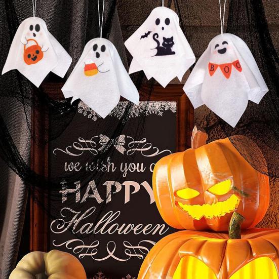 8Pcs Felt Hanging Ghost Ornaments Soft Felt Ghost Pendants Halloween