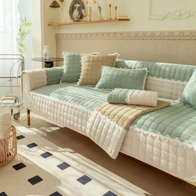 Corduroy Sofa Cover Plaid Anti-slip Sofa Towel for Sectional Sofa Thickening  Modern Couch Cushion Multifunctional Covers Carpet